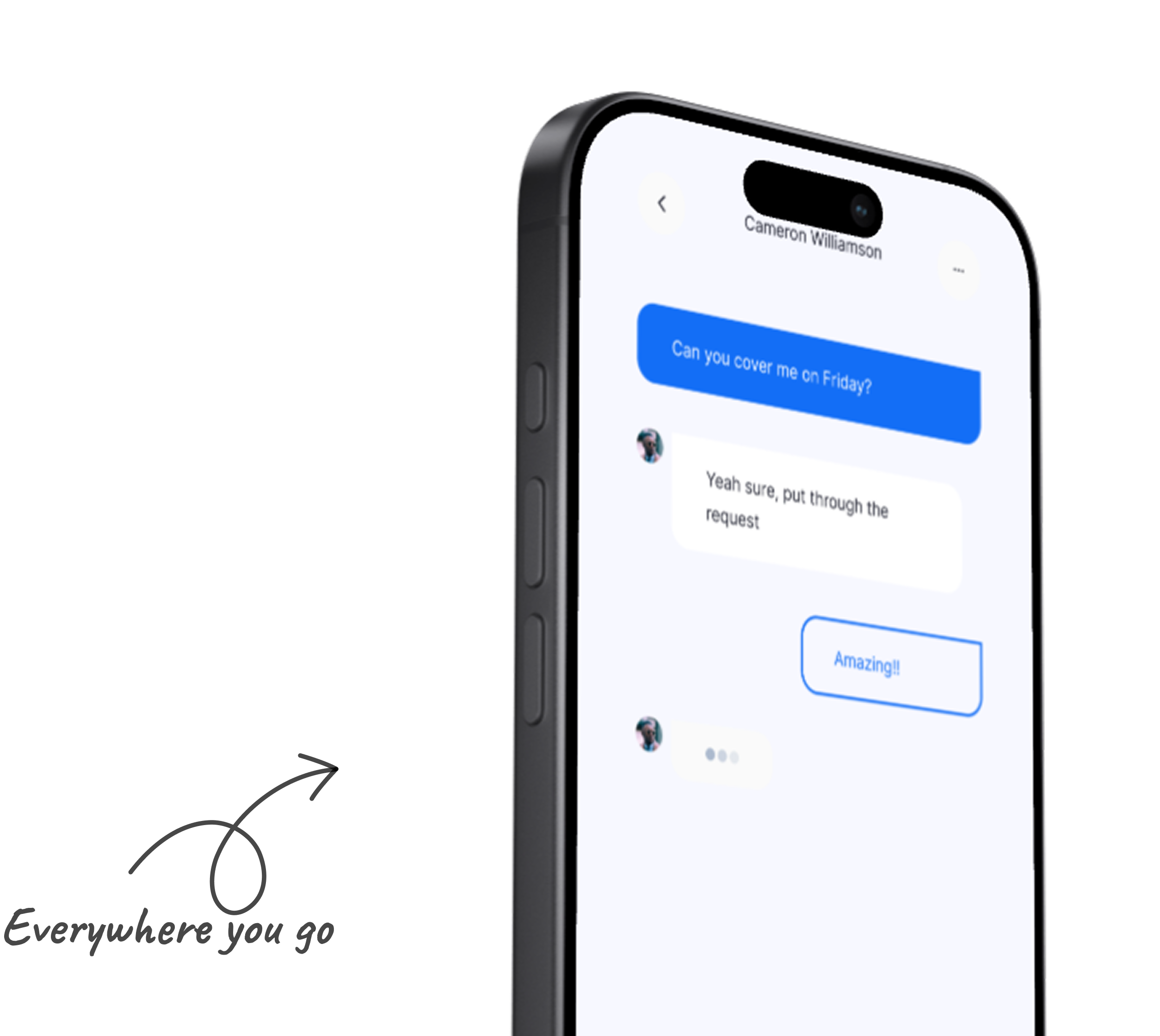 Team communication mobile app conversation view